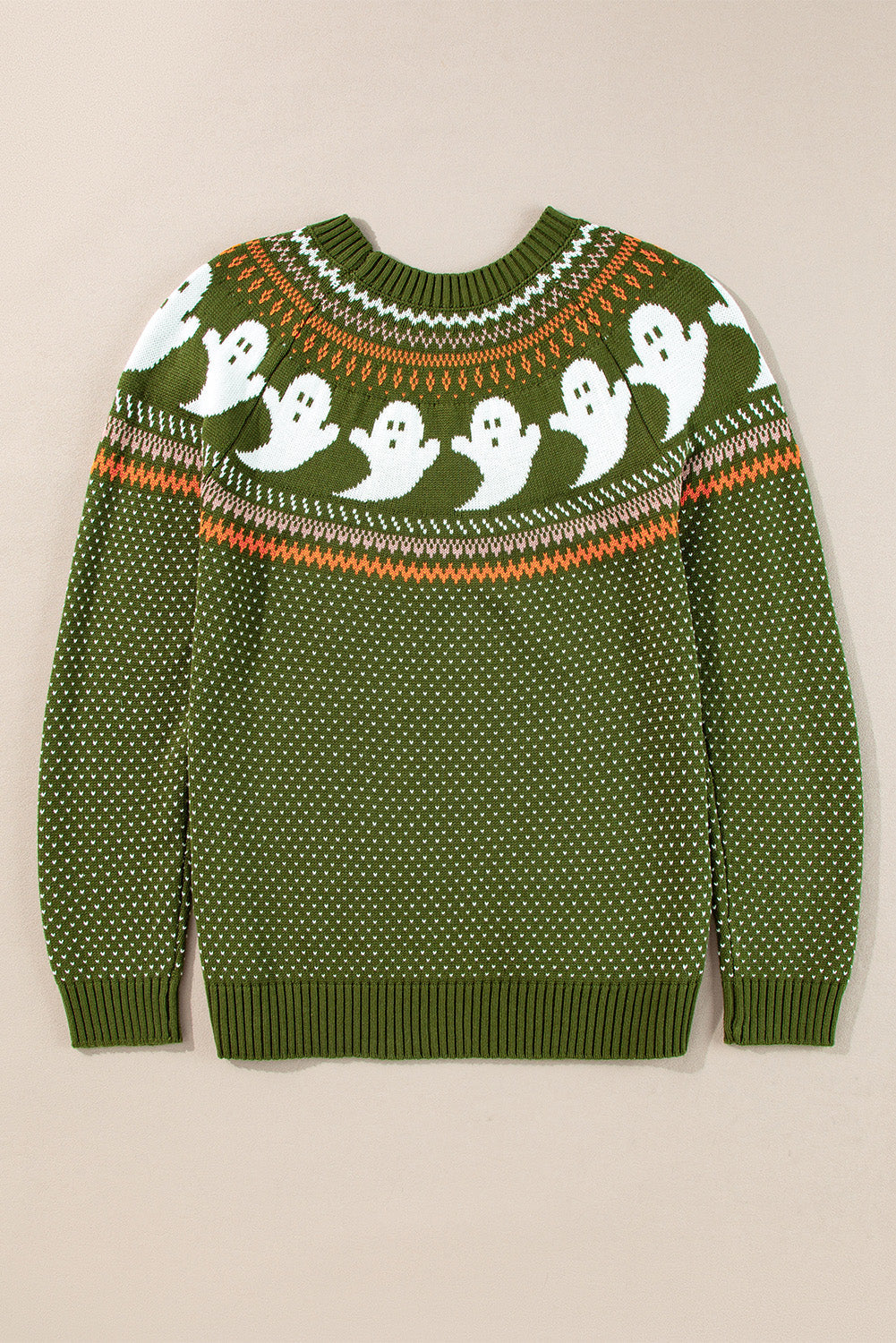 Kaylee Halloween Ghost Pattern Sweater Threaded Pear