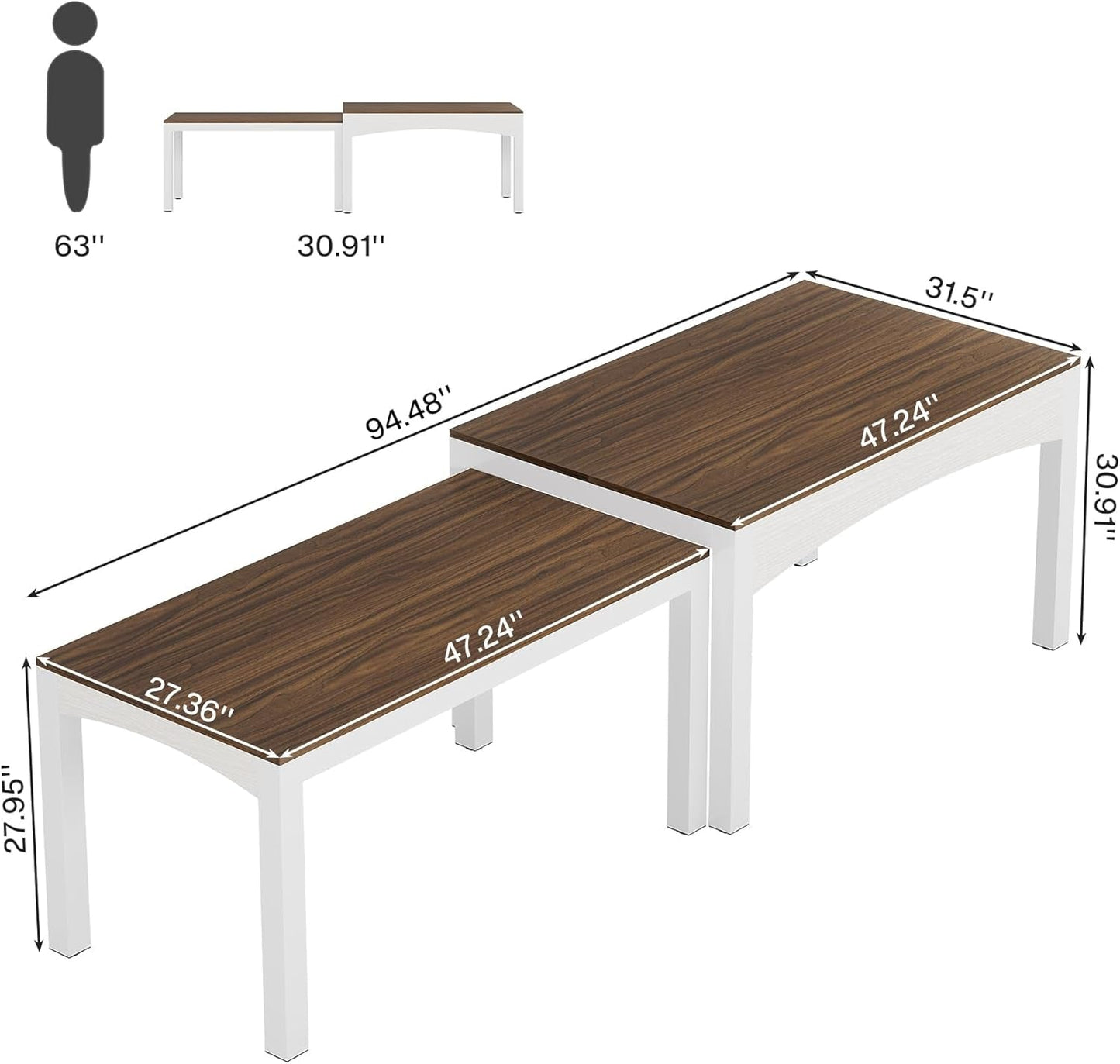 Extendable Farmhouse Dining Table 47 To 95 Inches Brown ShipItFurniture