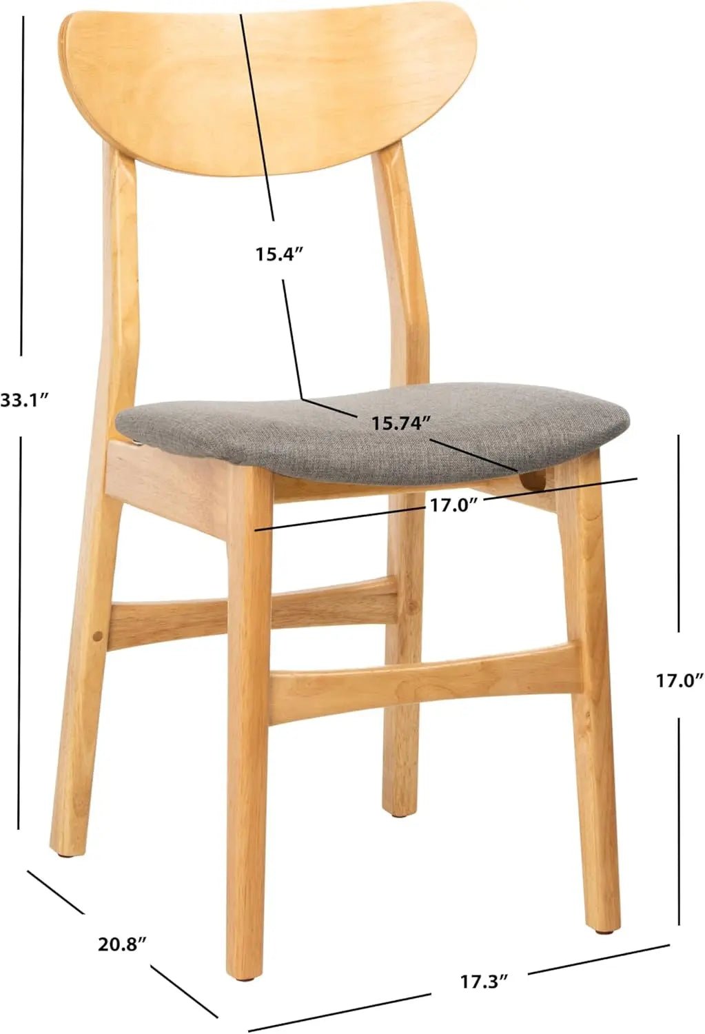 Dining Chair Set Of 2 With Grey Cushions And Natural Wood - Get it from Bo