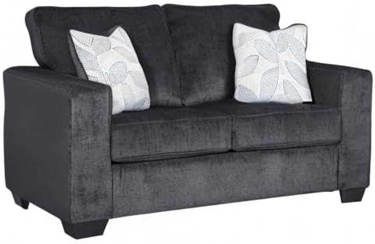 Dark Gray Modern Loveseat With Two Accent Pillows Included ShipItFurniture