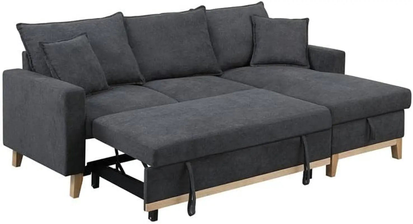Gray Reversible Sleeper Sectional with Storage Chaise-1