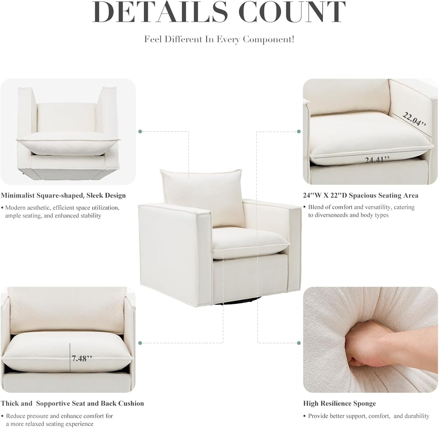 Beige 34 Inch Upholstered Accent Chair Modern Room ShipItFurniture