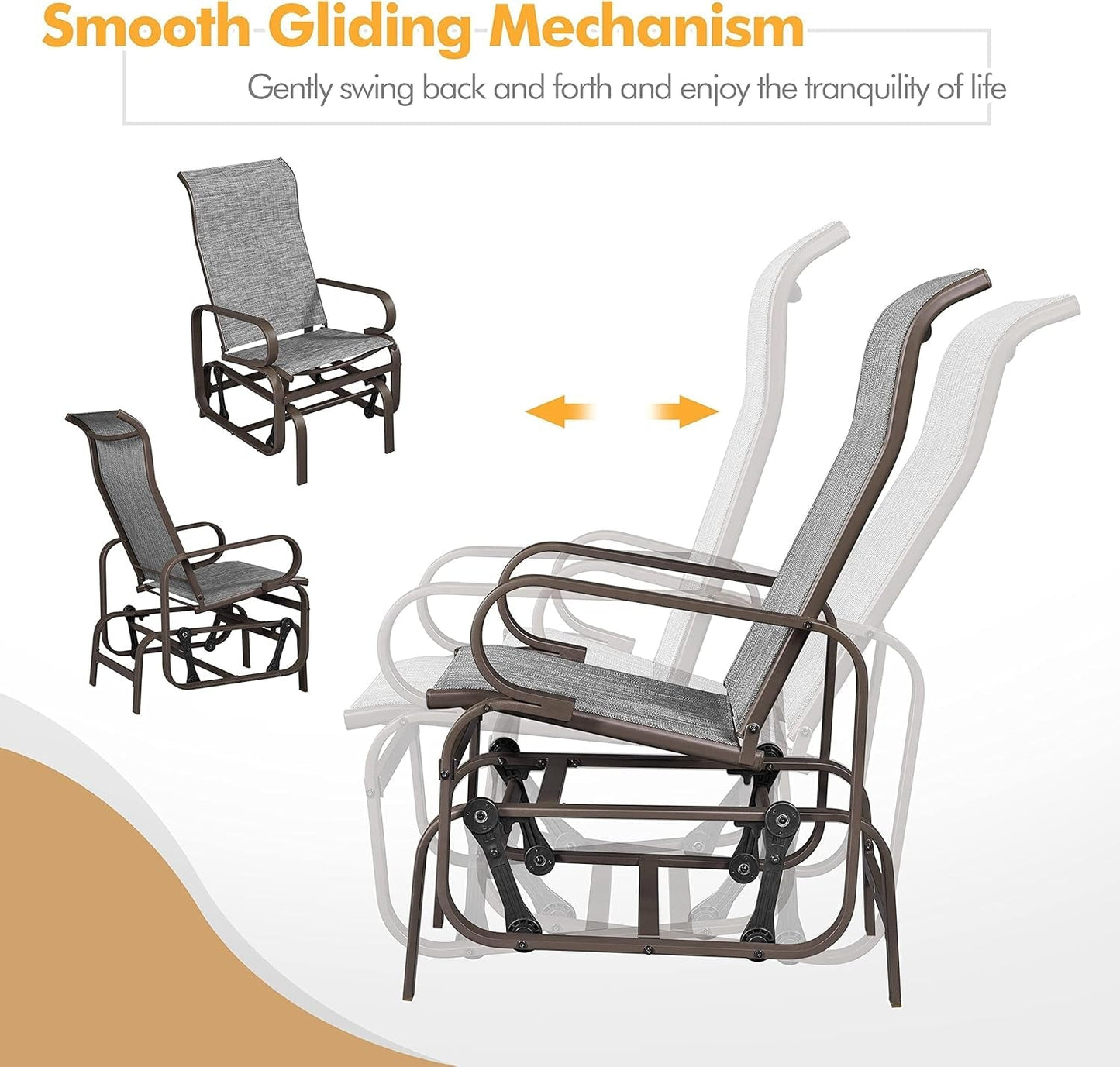 Outdoor Patio Glider Chairs with Breathable Sling Fabric ShipItFurniture