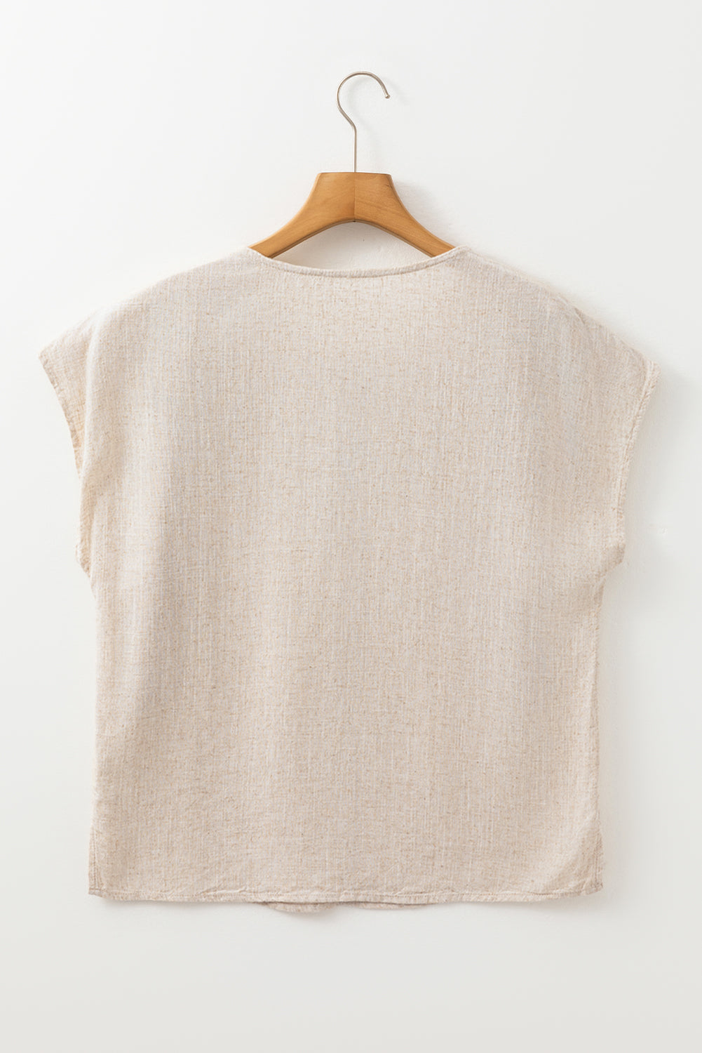 Louisa Embroidered Short Sleeve Tassel Tied Blouse