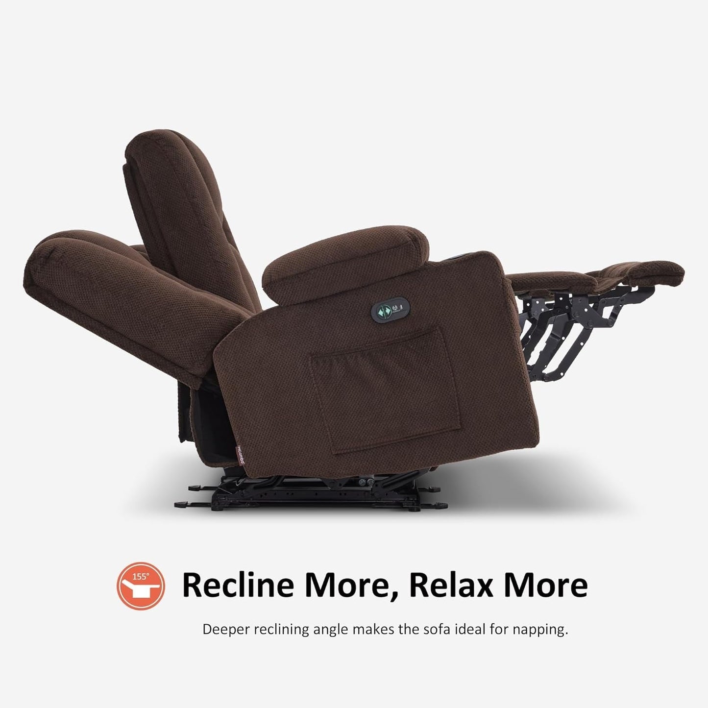 Power Reclining Sofa 3 Seat With Heat And Vibration Brown ShipItFurniture