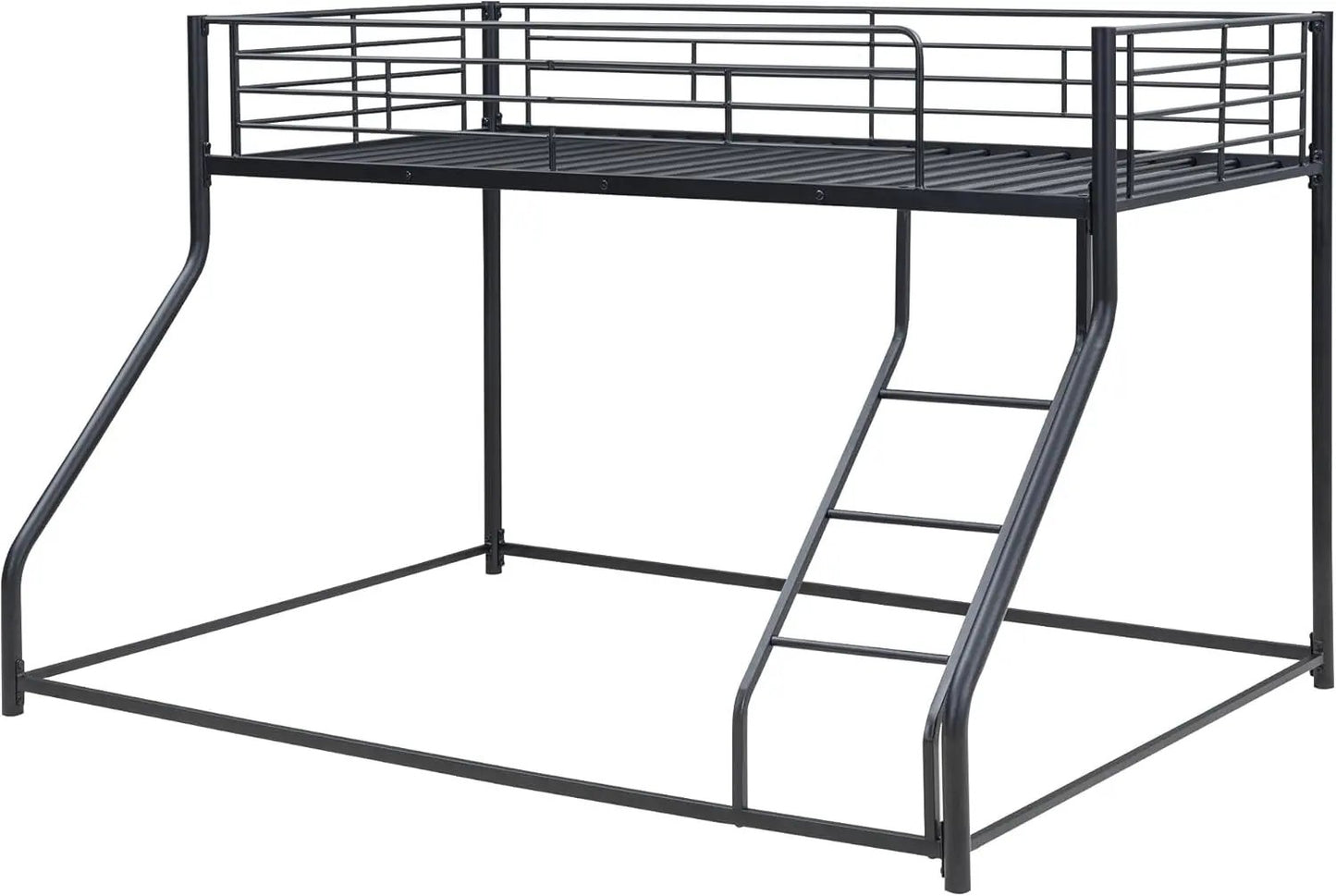 Twin over Queen Bunk Bed, Floor Bunk Bed, Heavy Duty Metal Bunk Bed Frame, Queen Bunk Bed for Adults, Adult Bunk Beds Heavy Duty, Twin XL Bunk Bed, Black-4