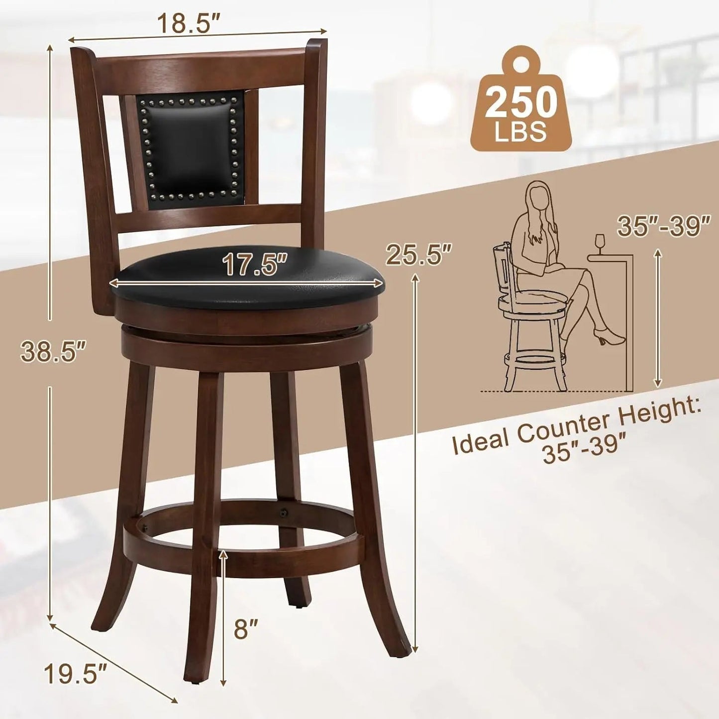 Ergonomic Swivel Bar Stools Set of Two - Get it from Bo
