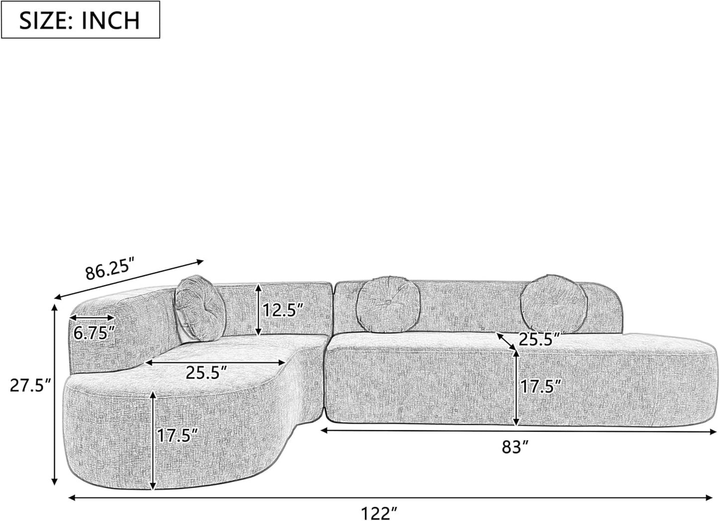 Extra Large Sectional Sofa with Elegant Curved Design ShipItFurniture
