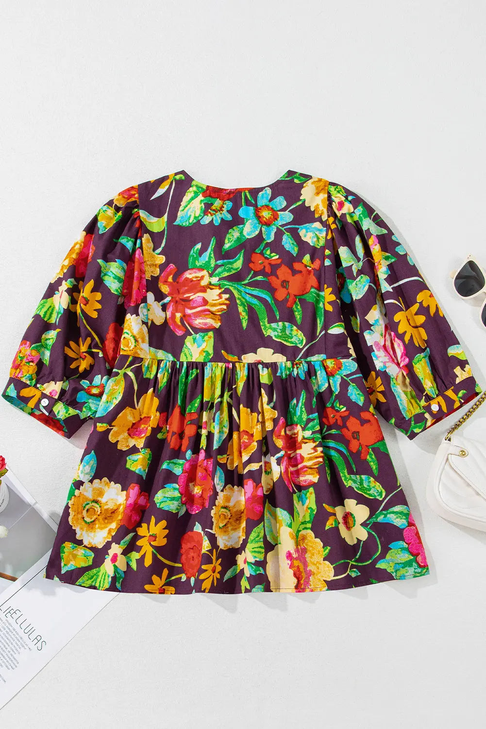 Adhara Flower Embroidered Trim Half Sleeve Blouse Threaded Pear