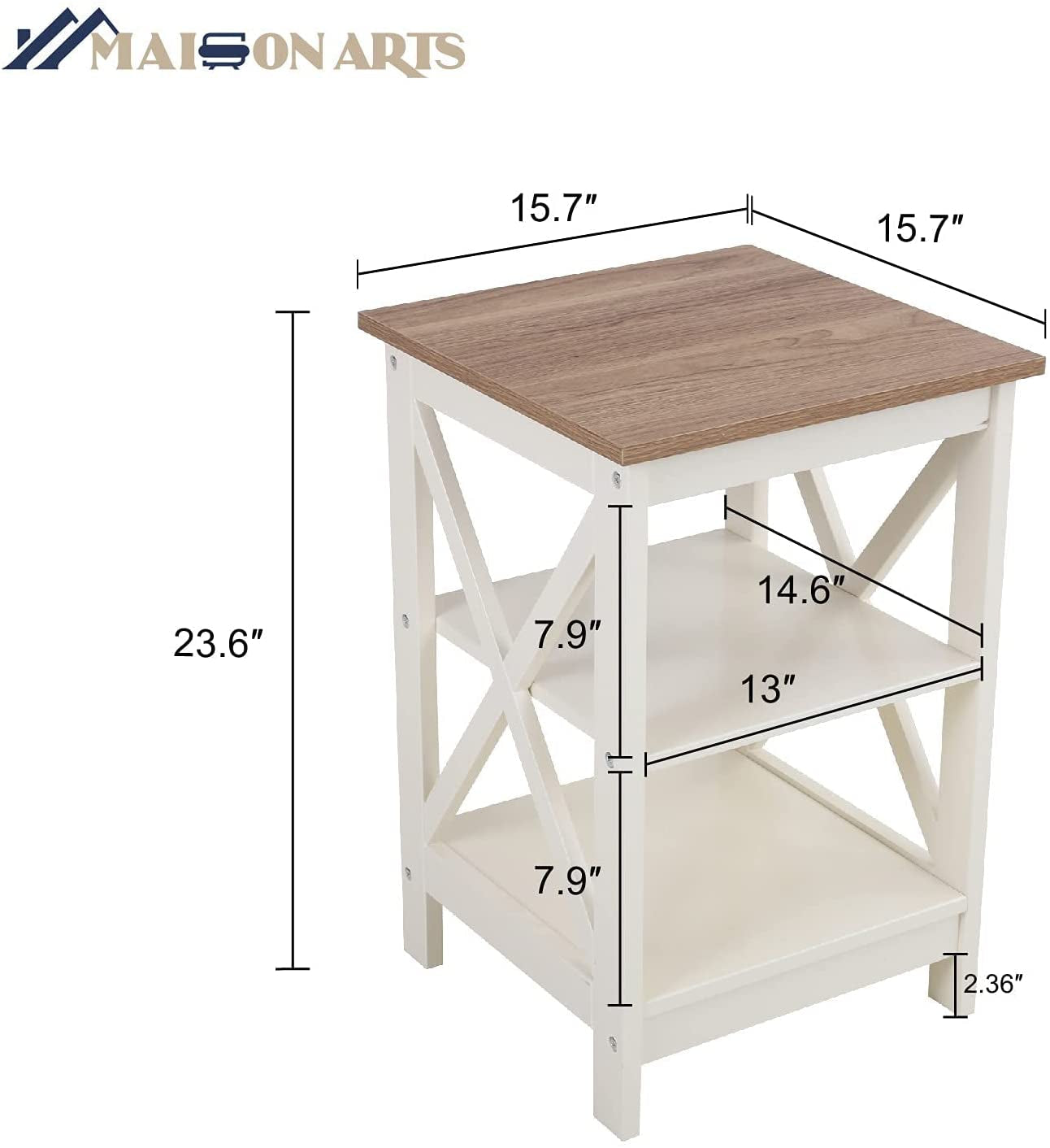 Rustic Ivory Nightstands Set of 2 with Storage ShipItFurniture