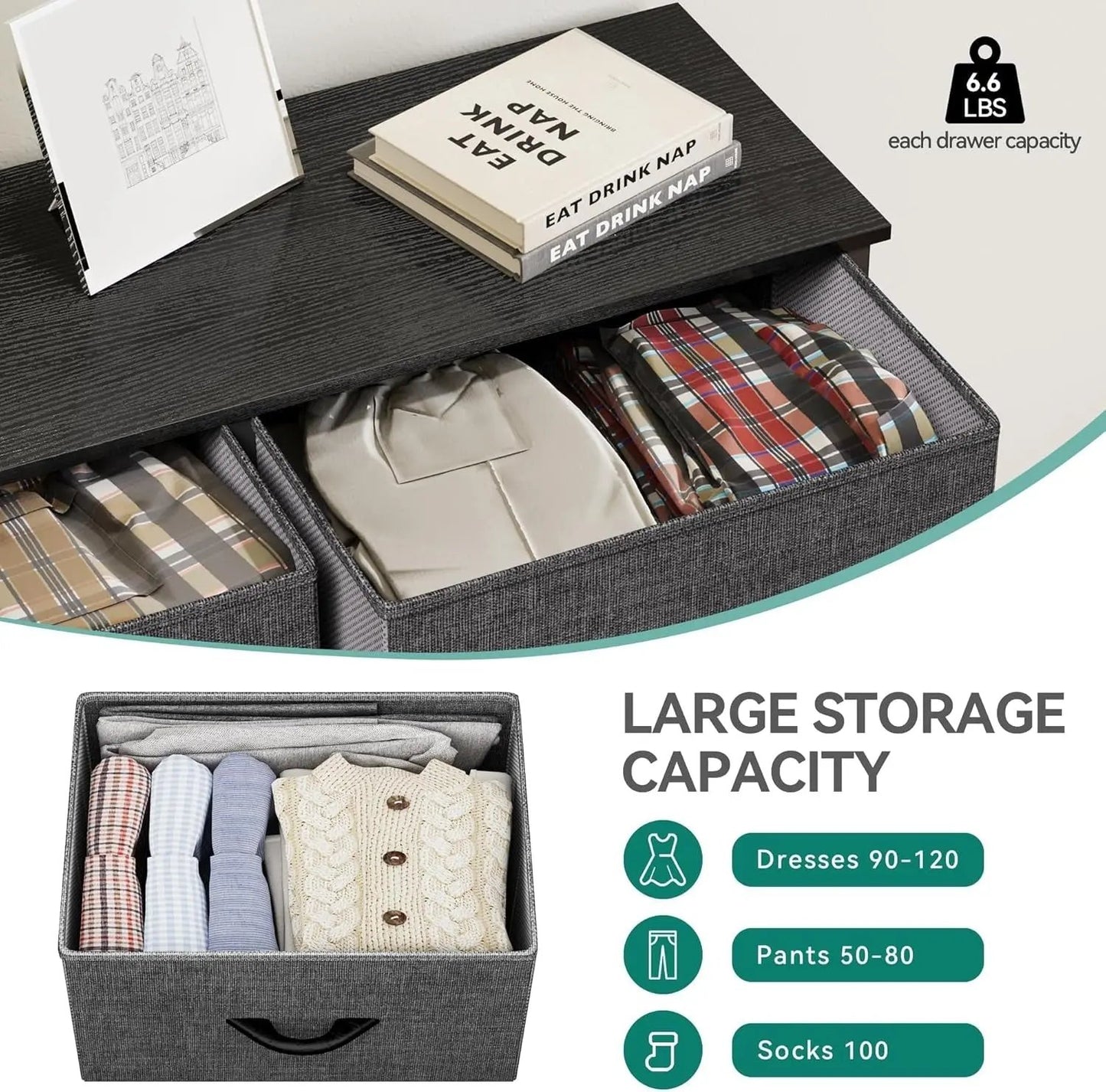 Dresser for Bedroom, Fabric Dresser with 8 Drawers,Tall Dresser,Chest of Drawers for Closet-4