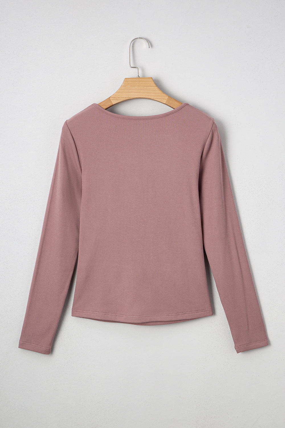 Cora Square Neck Ribbed Fit Long Sleeve Top Threaded Pear