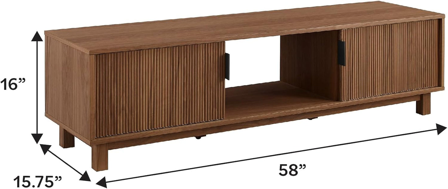 Walton Modern Fluted Door Low TV Stand For 65 Inch TV Mocha ShipItFurniture