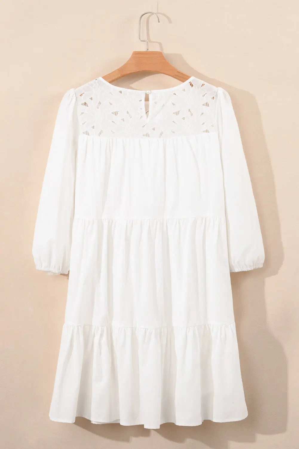 Whitley Floral Lace Patchwork Tiered Mini Dress Threaded Pear