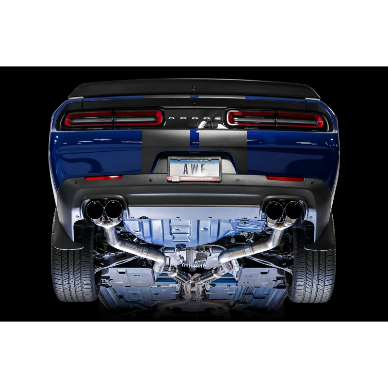 AWE Tuning 2015+ Dodge Challenger 6.4L/6.2L SC Track Edition Exhaust - Quad Diamond Black Tips NP Motorsports