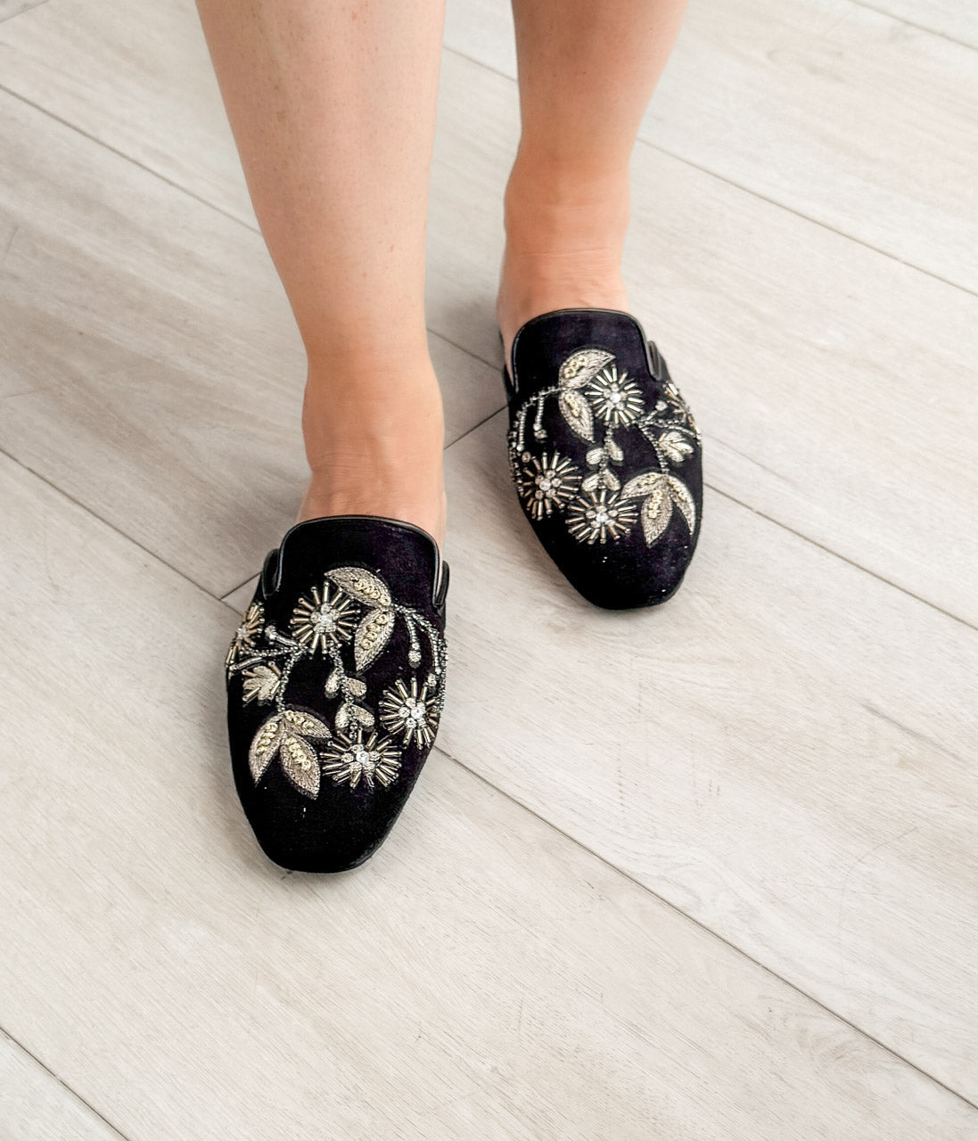Floral Island Flats in Black Naughty Monkey