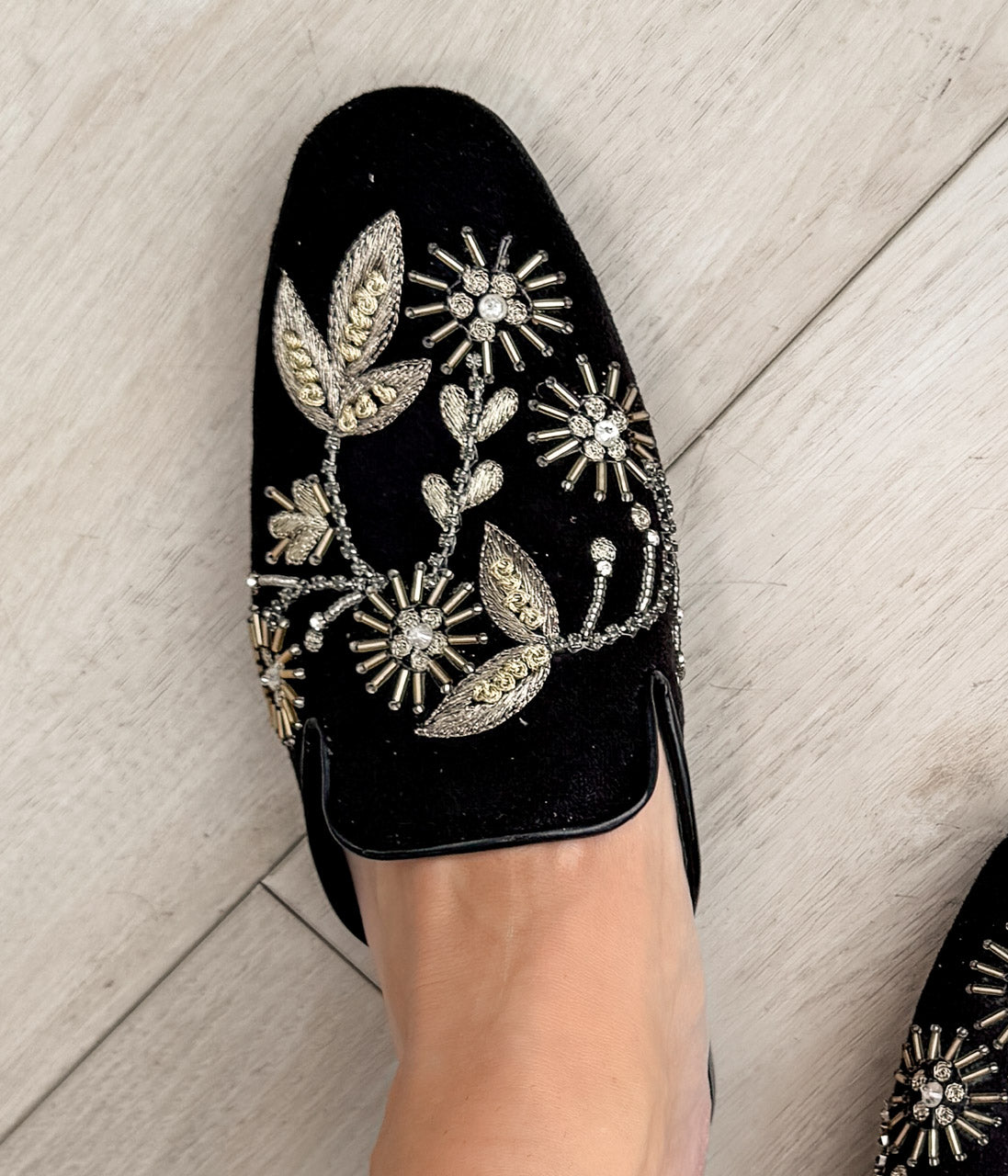 Floral Island Flats in Black Naughty Monkey