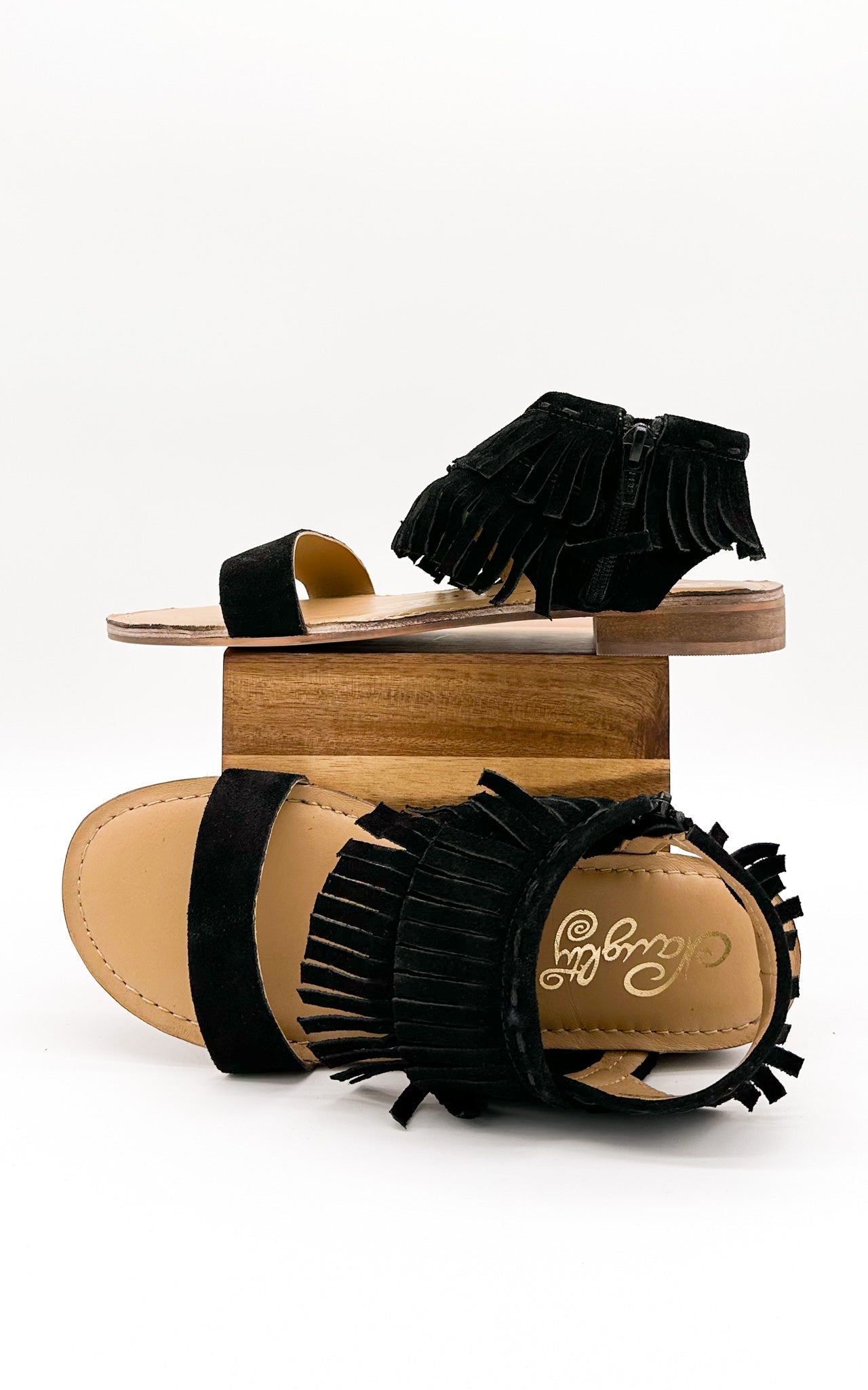 Fringe Star Sandal in Black Naughty Monkey