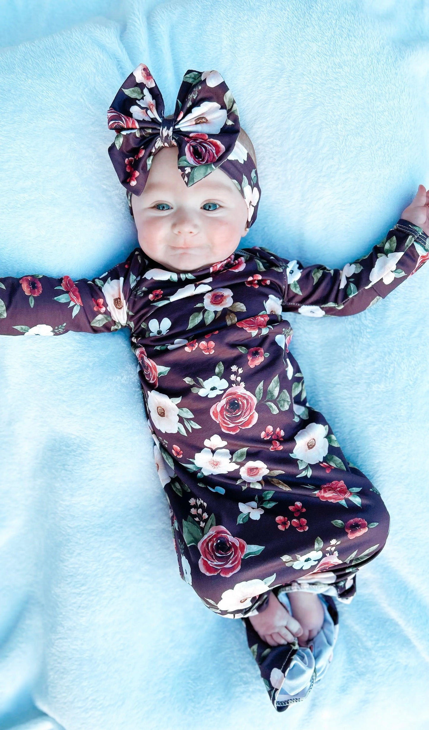 Maroon floral gown and headband set - Get it from Bo