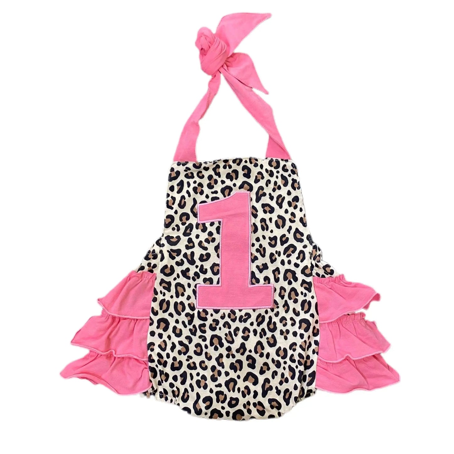 Pink leopard first birthday romper - Get it from Bo