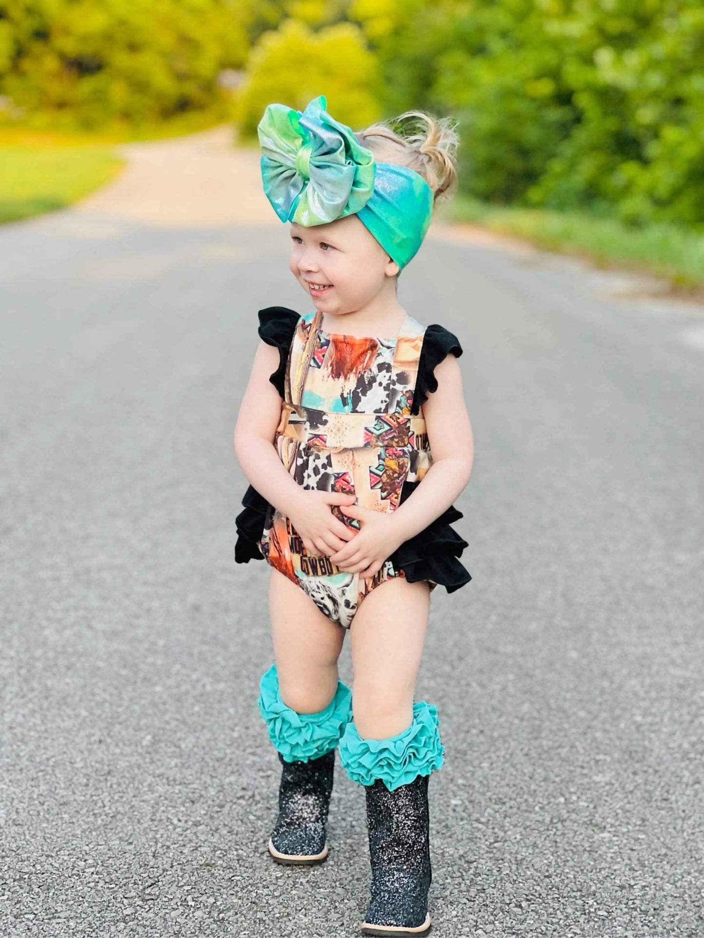 Western collage ruffle romper - Get it from Bo