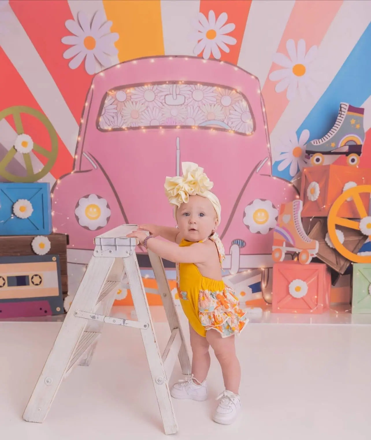 Retro floral first birthday romper - Get it from Bo