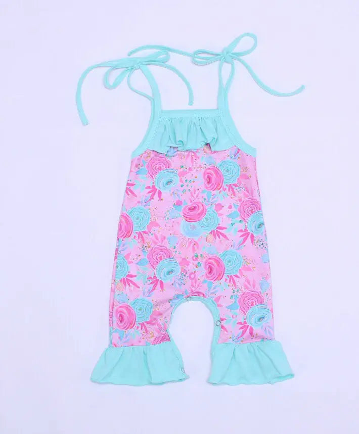 Newborn blue and pink floral romper - Get it from Bo