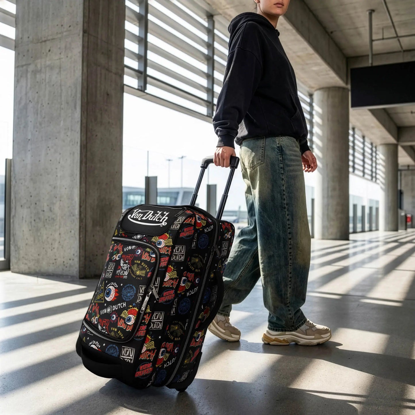 Jax Black 28" Checked Rolling Duffel - Get it from Bo