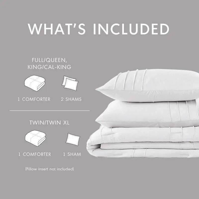 King Size Microfiber Pleated Soft Washed Comforter Set White - Get it from Bo