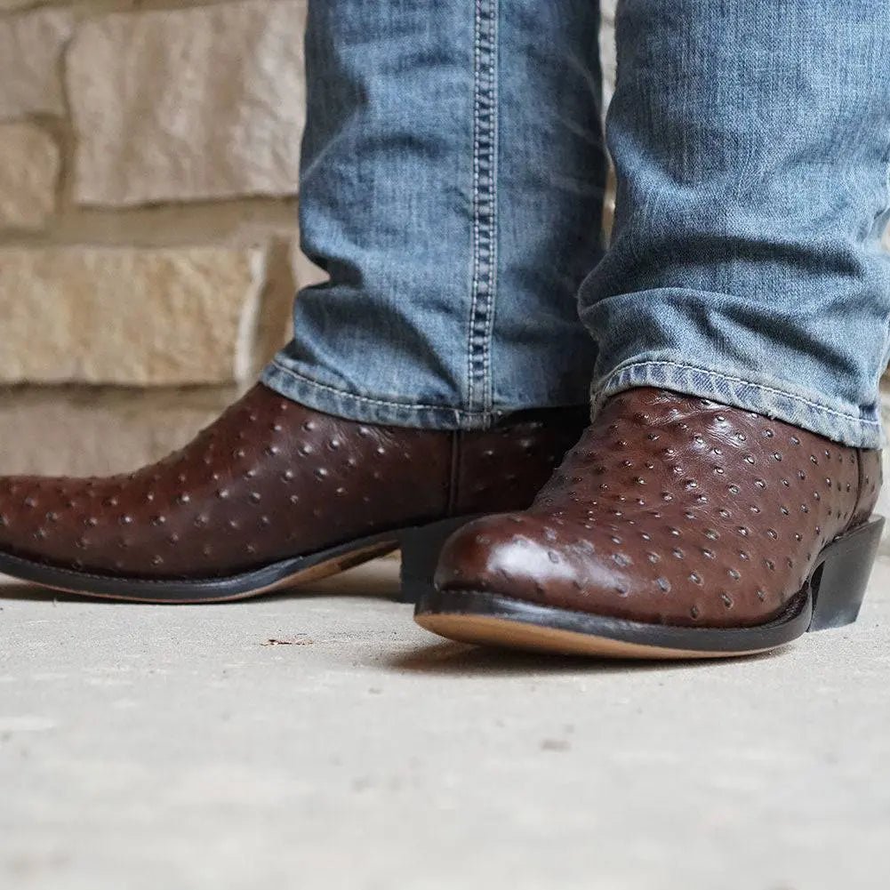 Men's Brown Ostrich Print Cowboy Boots (H7002) - Get it from Bo
