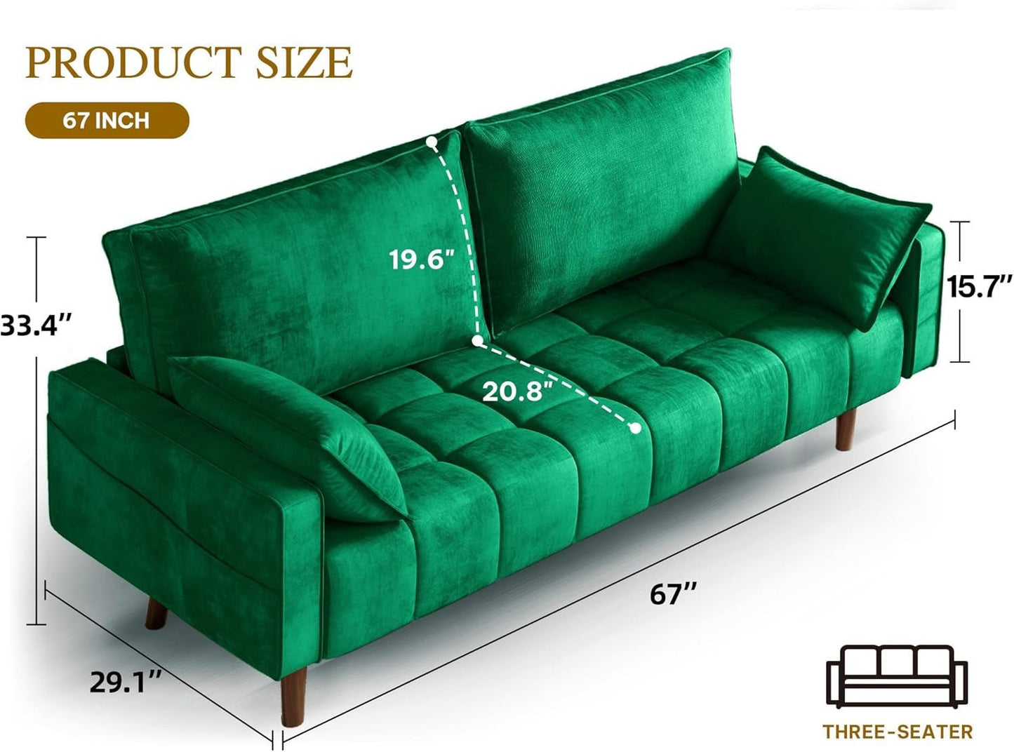 Modern Velvet Loveseat Sofa with Storage and Pillows ShipItFurniture
