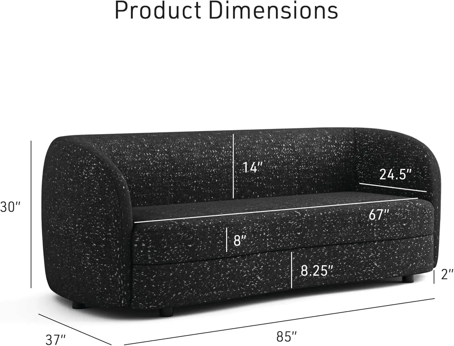 Nimiane Modern Boucle Sofa Set Black With Curved Arms - Get it from Bo