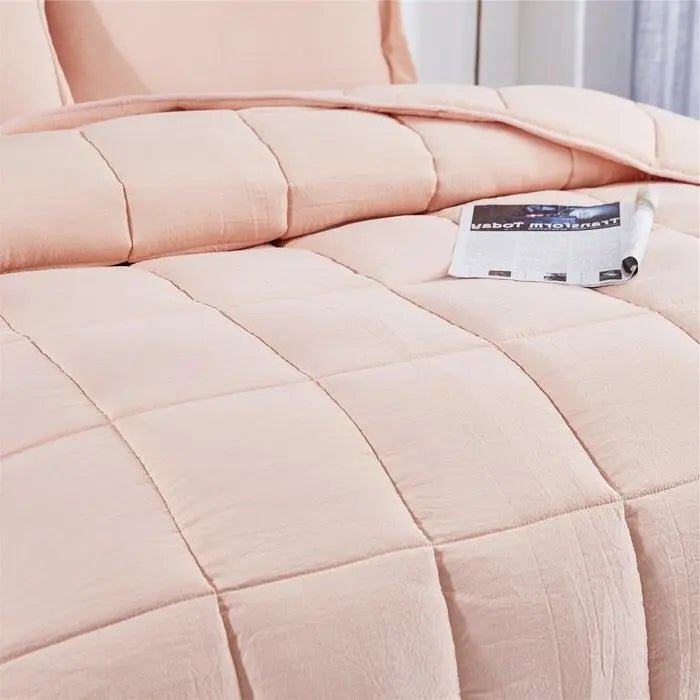 Queen Size Pink 3 Piece Microfiber Reversible Comforter Set - Get it from Bo