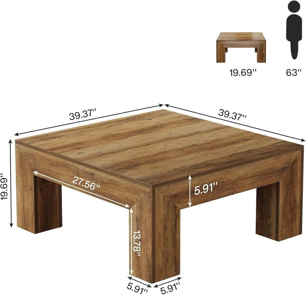Rectangular Coffee Table ThirtyNine Inches Rustic Brown - Get it from Bo