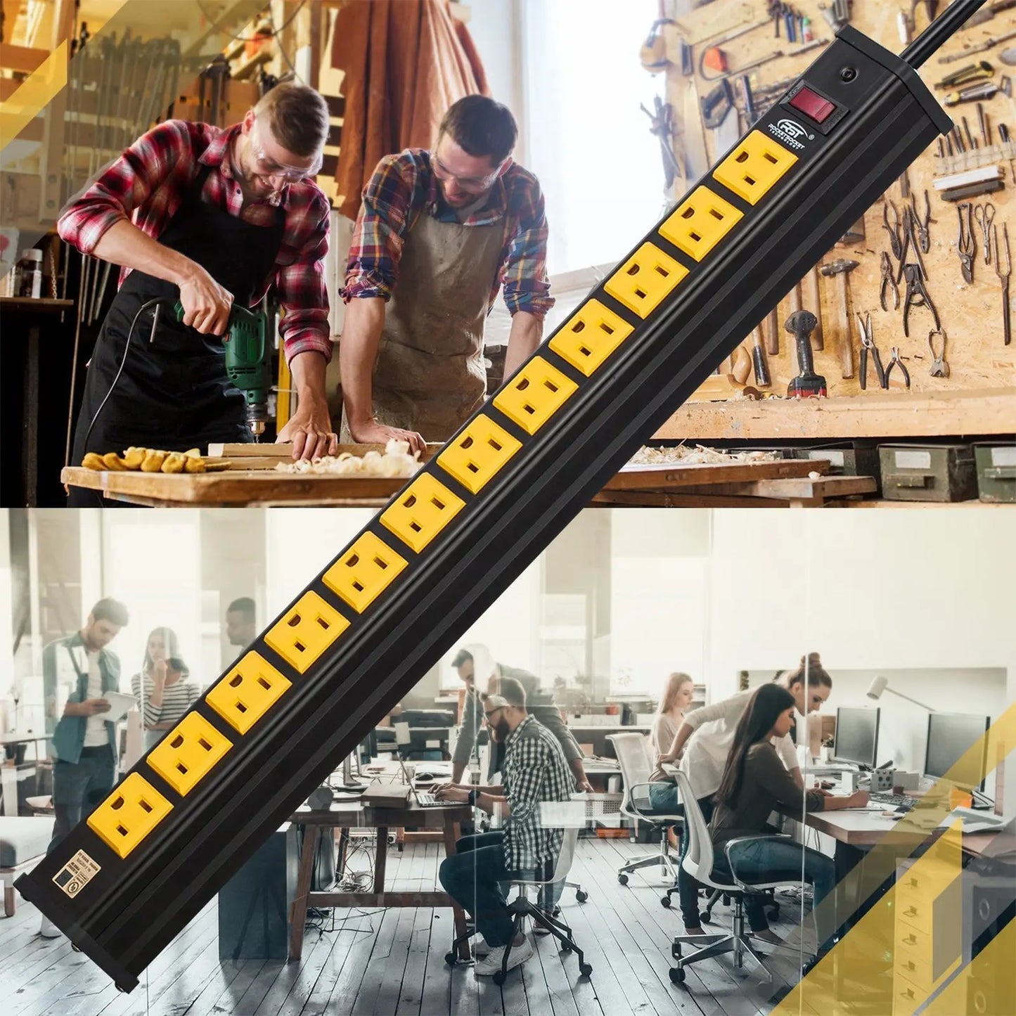 CRST 12 Outlets 2100 Joules Heavy Duty Metal Power Strip Surge Protector, 6FT Extension Power Cord, 15A Circuit Breaker, Mountable - Get it from Bo