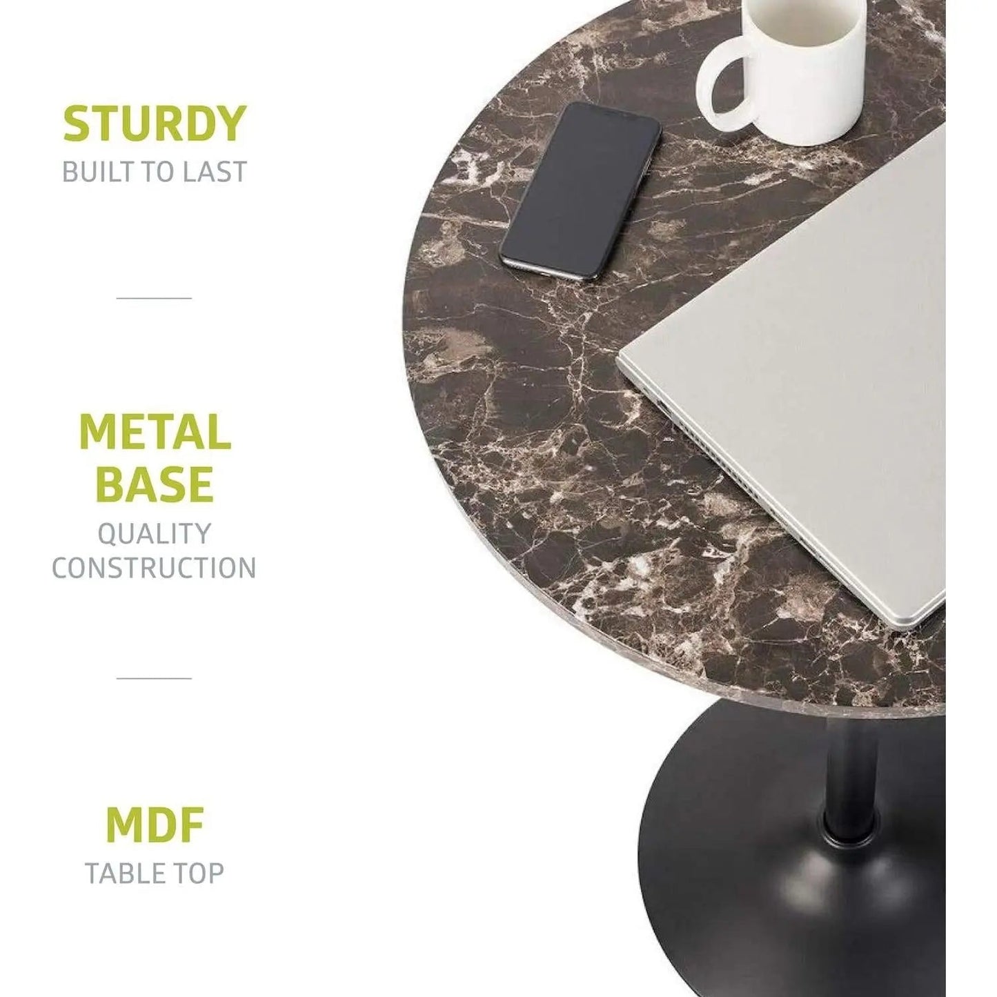 Round Bar Table With Faux Marble Top And Metal Base - Get it from Bo