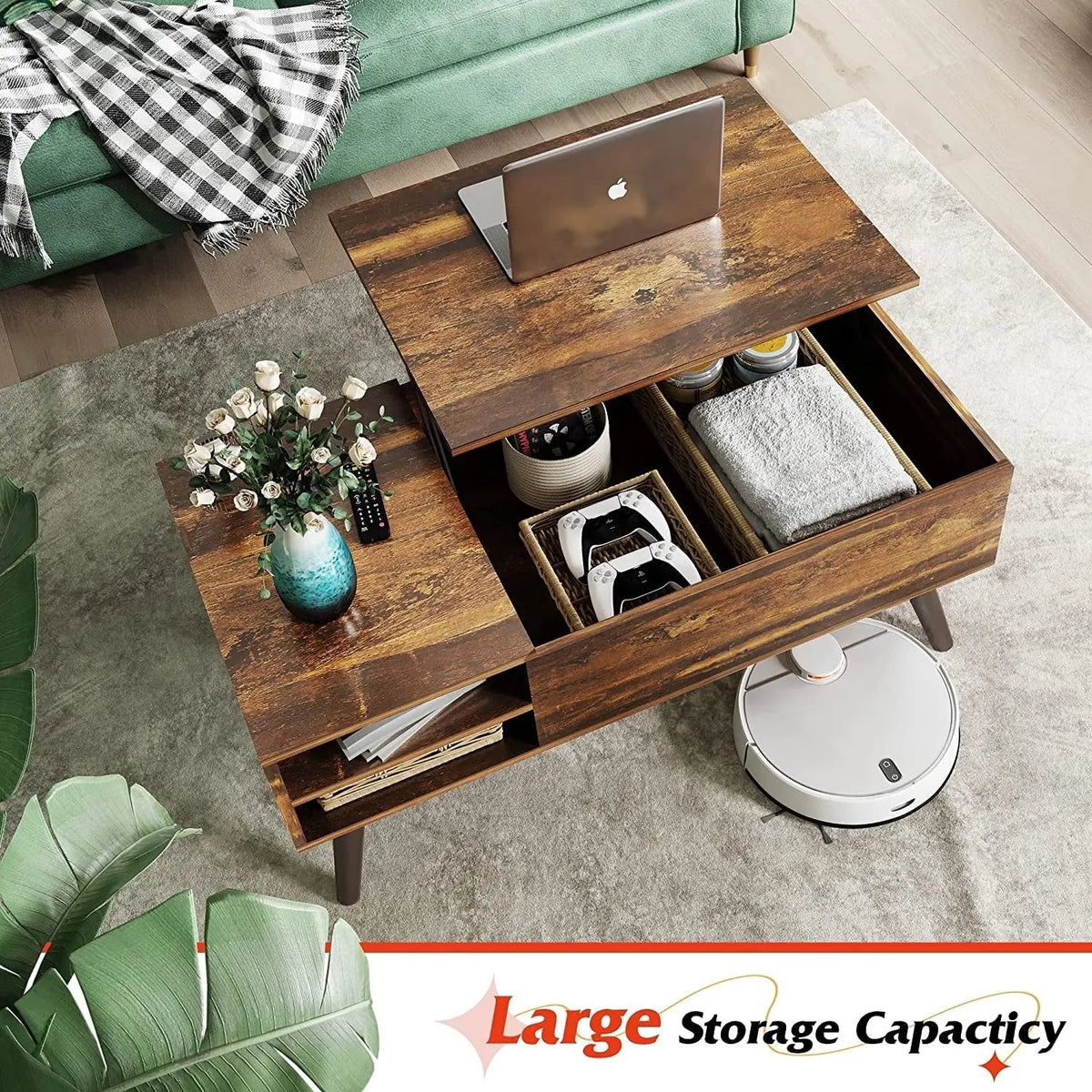 Rustic Brown Lift Top Coffee Table With Built In Storage - Get it from Bo