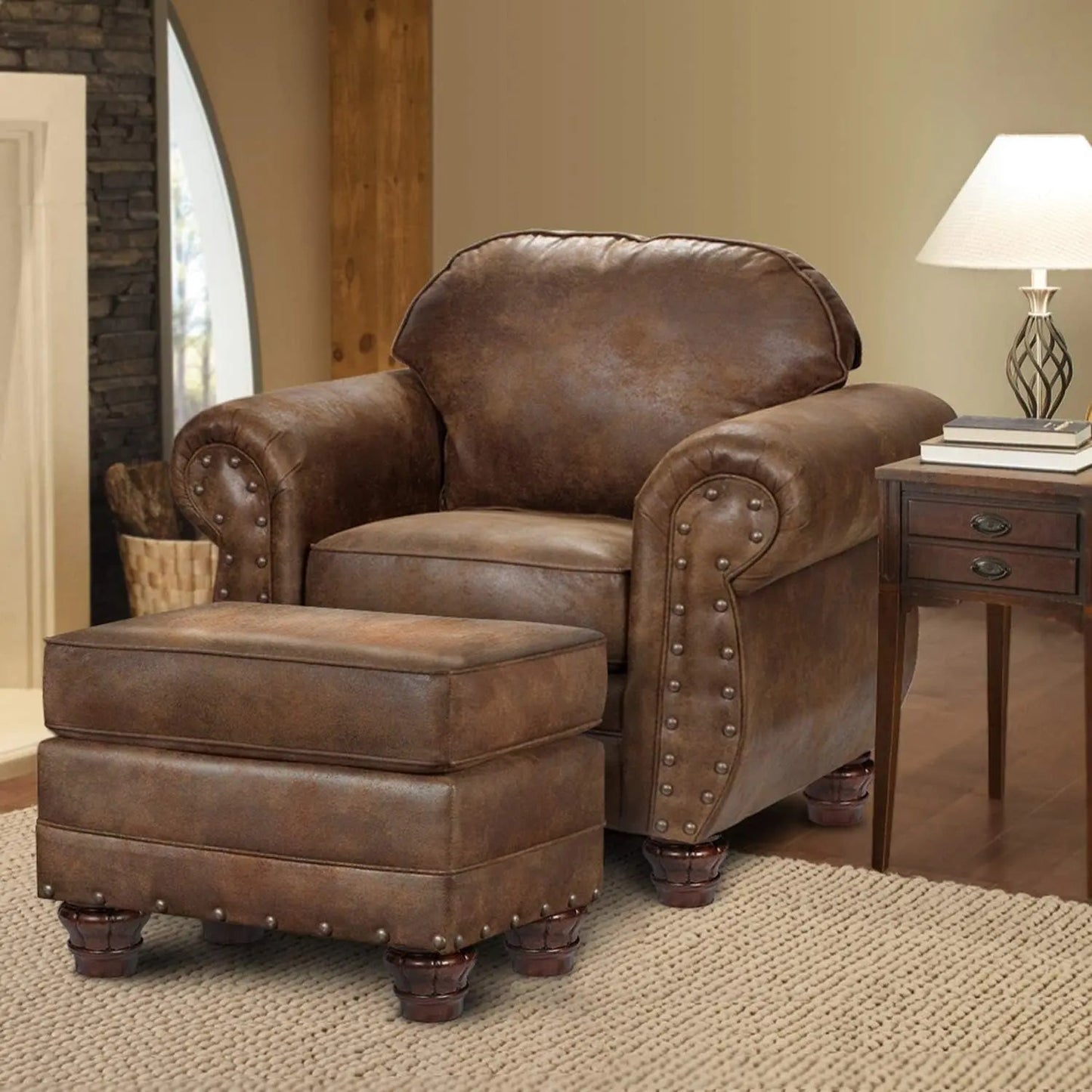 Sedona 4 Piece Leather Look Microfiber Sofa Set With Loveseat Chair Ottoman - Get it from Bo