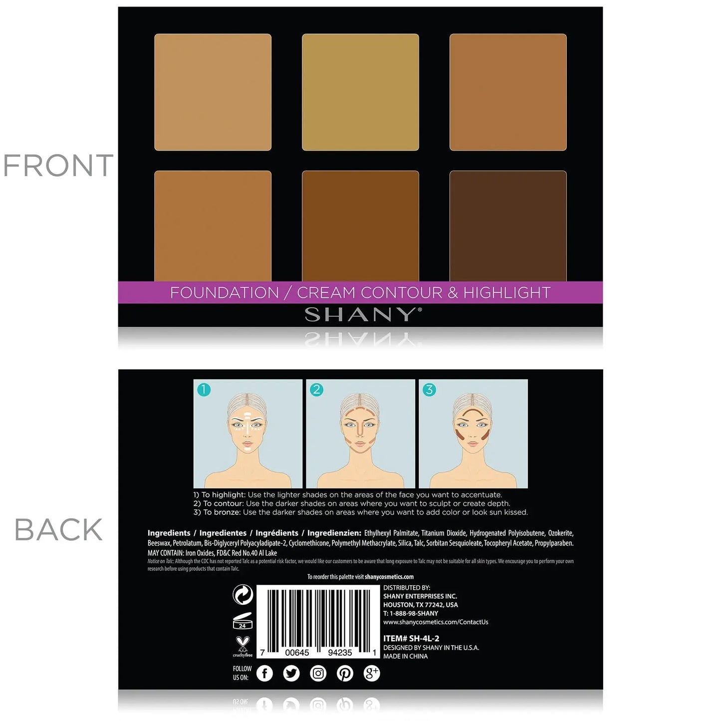 4-Layer Contour/Highlight Makeup Set - Refills SHANY