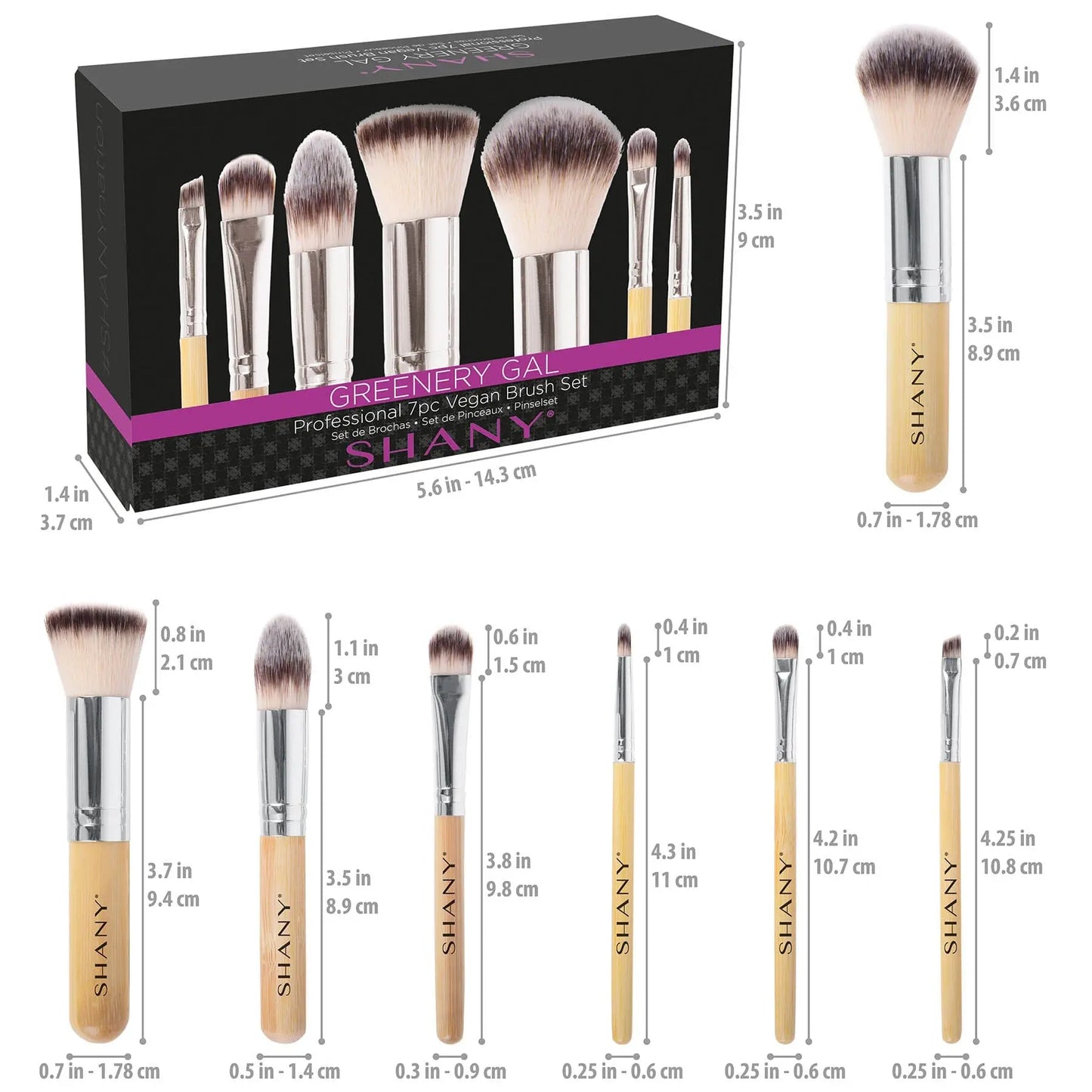 I love Bamboo - 7pc Petite Pro Bamboo brush set with Carrying Case SHANY