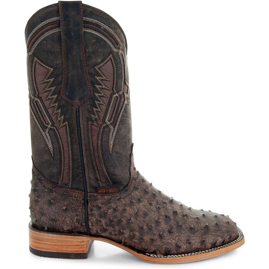 Soto Boots Mens Out of the Wild Brown Ostrich Print Boots H50031 Soto Boots
