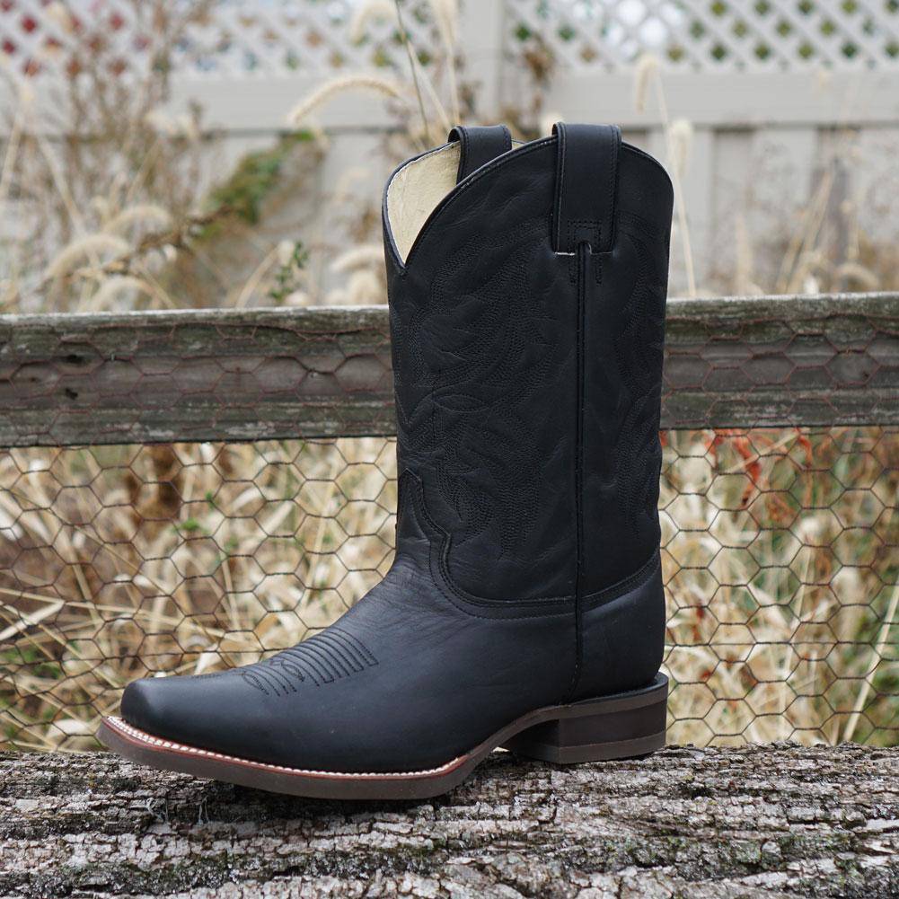 Black Square Toe Leather Cowboy Boots H4002 Soto Boots