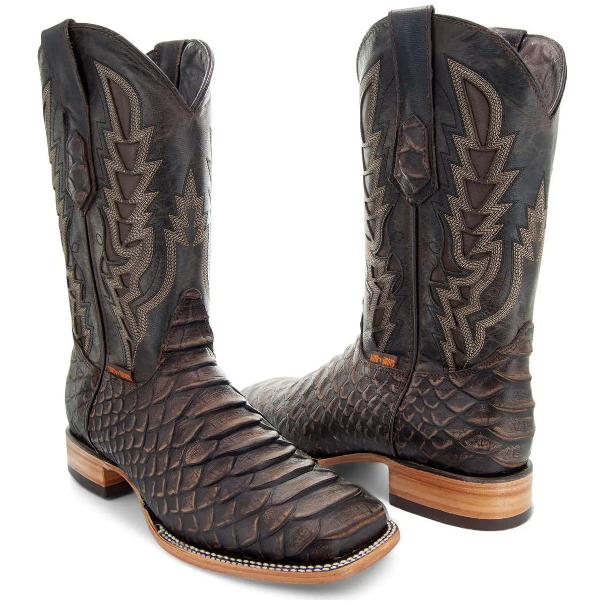 Soto Boots Mens Brown Python Print Boots H50032 - Get it from Bo