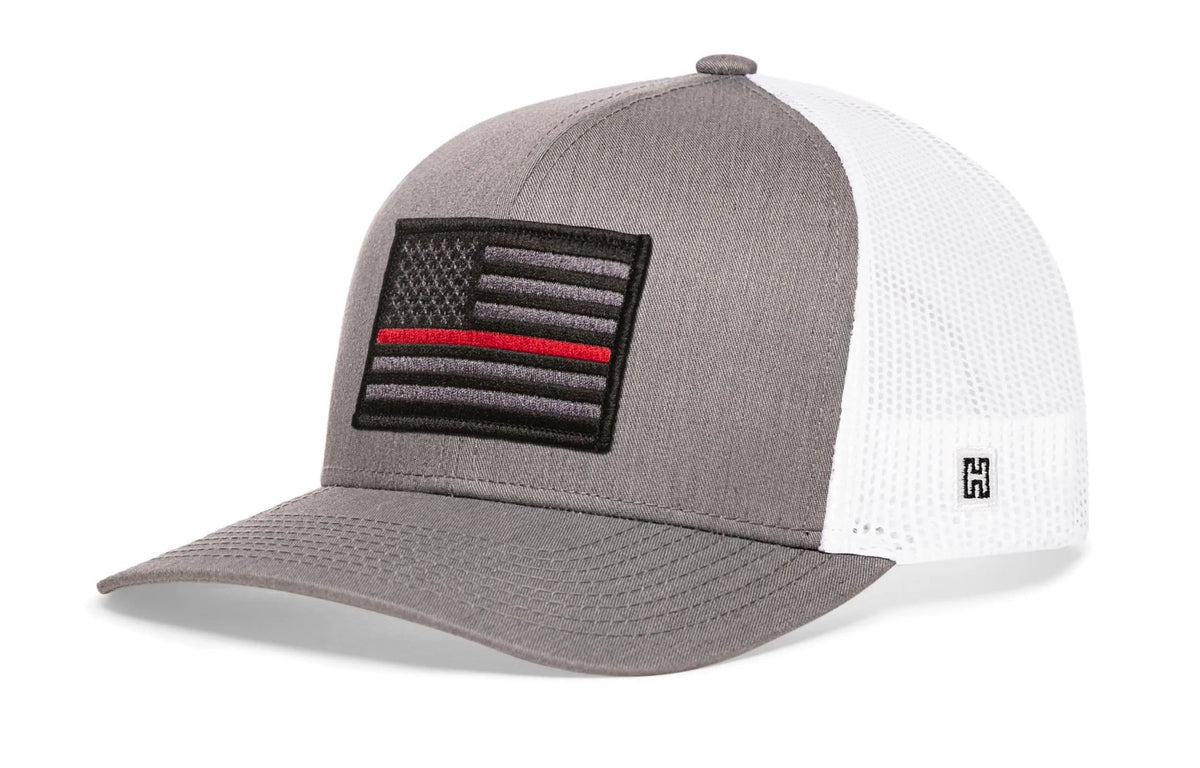 Thin Red Line Trucker Hat | Black Fire Tactical Snapback - Get it from Bo