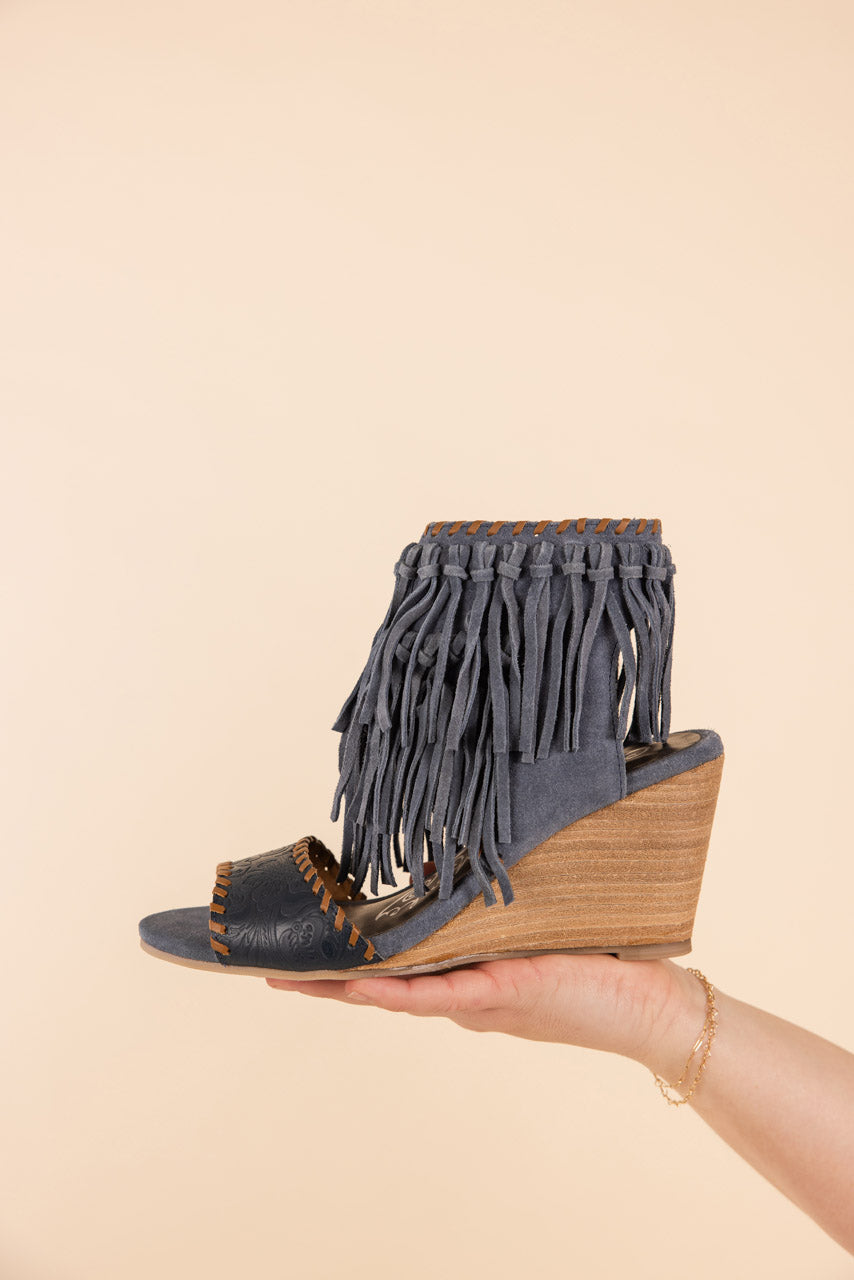 True Fringe Wedge in Denim Naughty Monkey