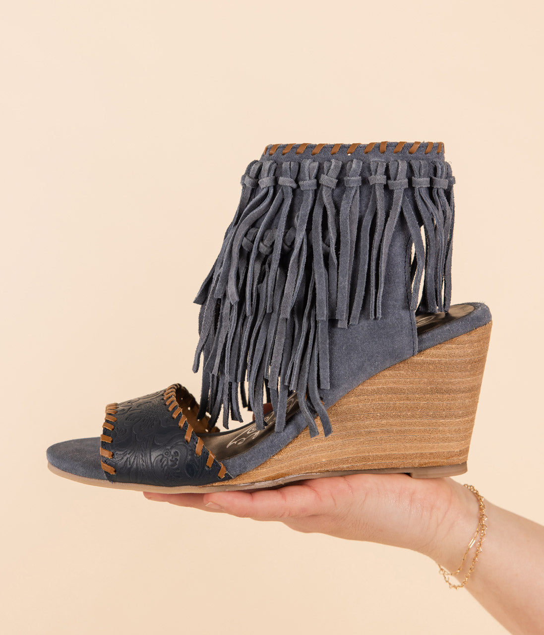 True Fringe Wedge in Denim Naughty Monkey