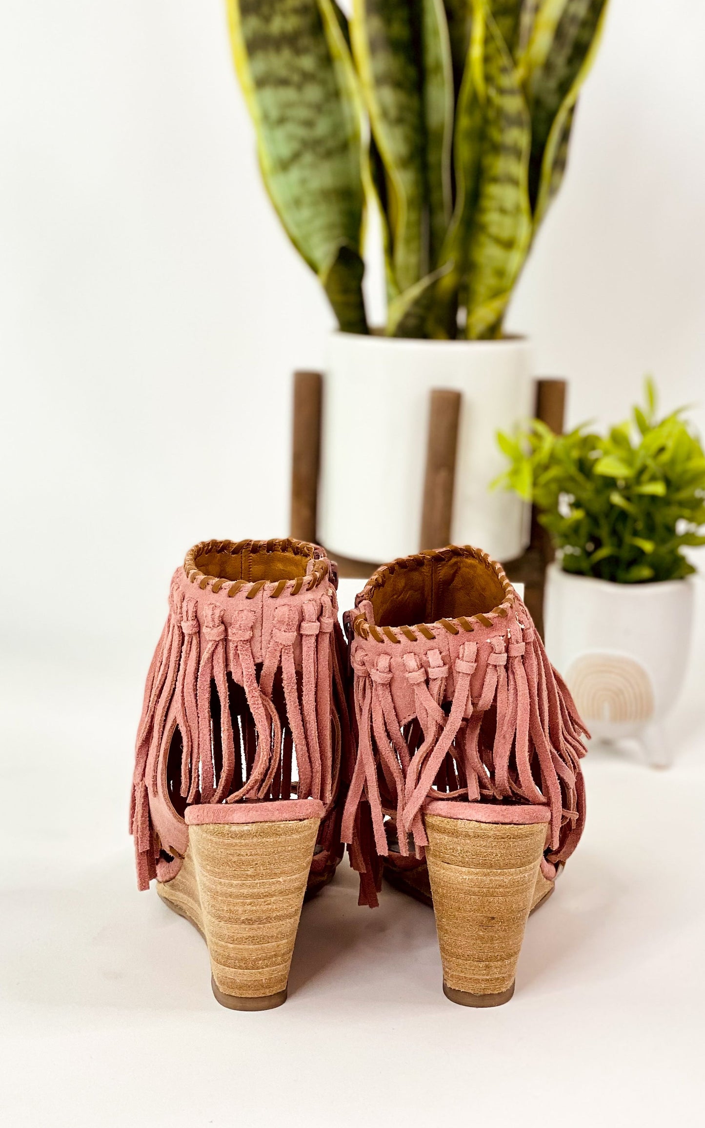 True Fringe Wedge in Blush Naughty Monkey
