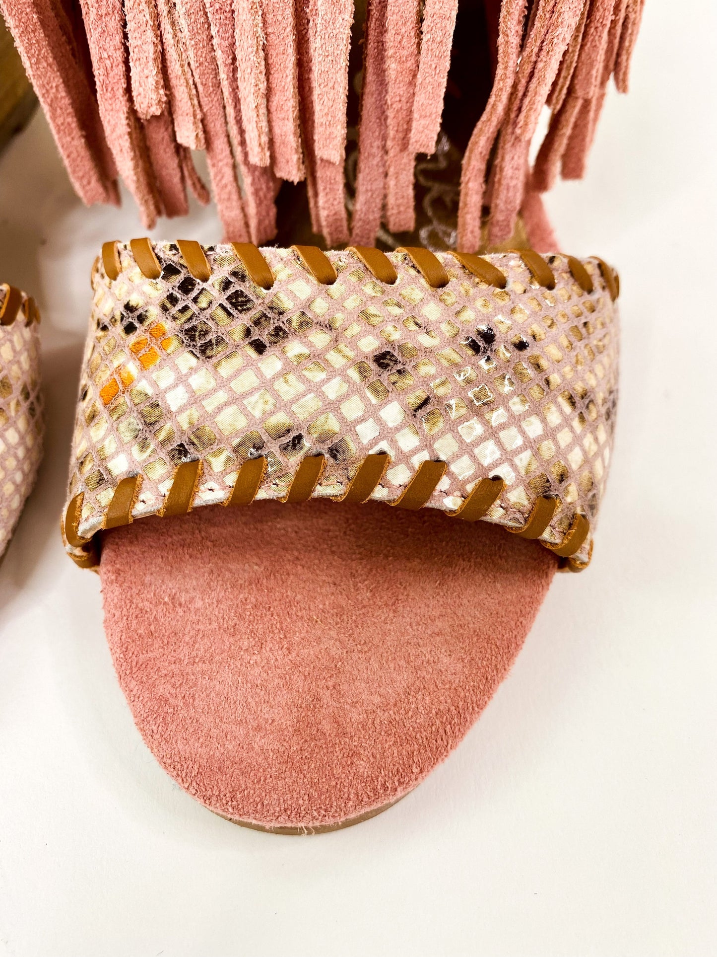 True Fringe Wedge in Blush Naughty Monkey