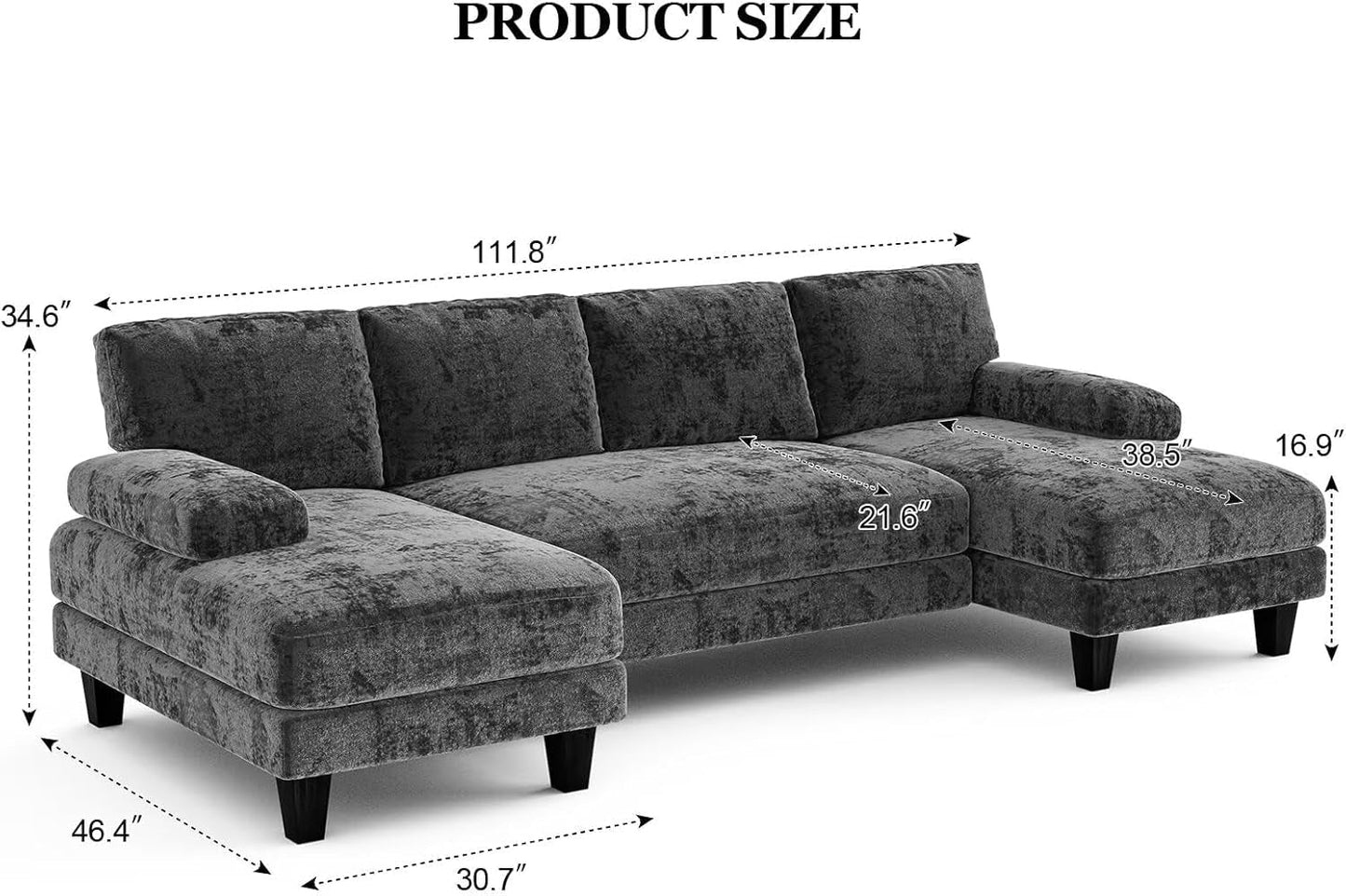 U Shaped Sectional Sofa with Double Chaise Lounge ShipItFurniture