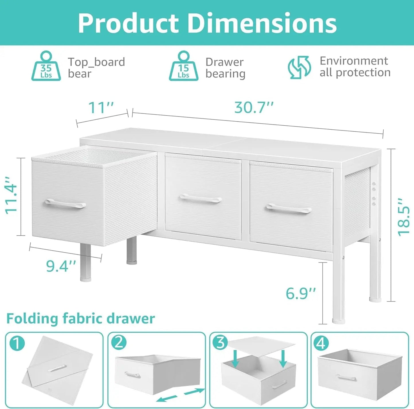 White Closet Storage Organizer With Fabric Drawers - Get it from Bo